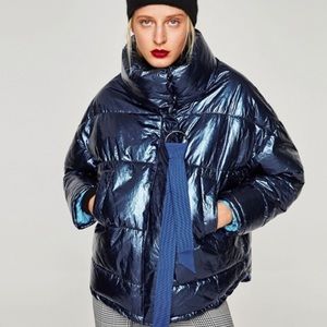 Zara metallic blue jacket